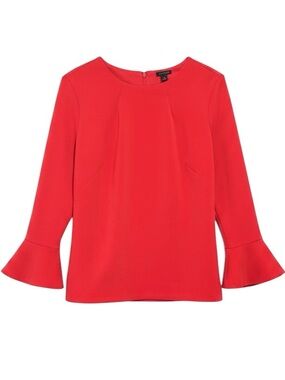 Ann Taylor Bell Sleeve Red Top Blouse Size Medium